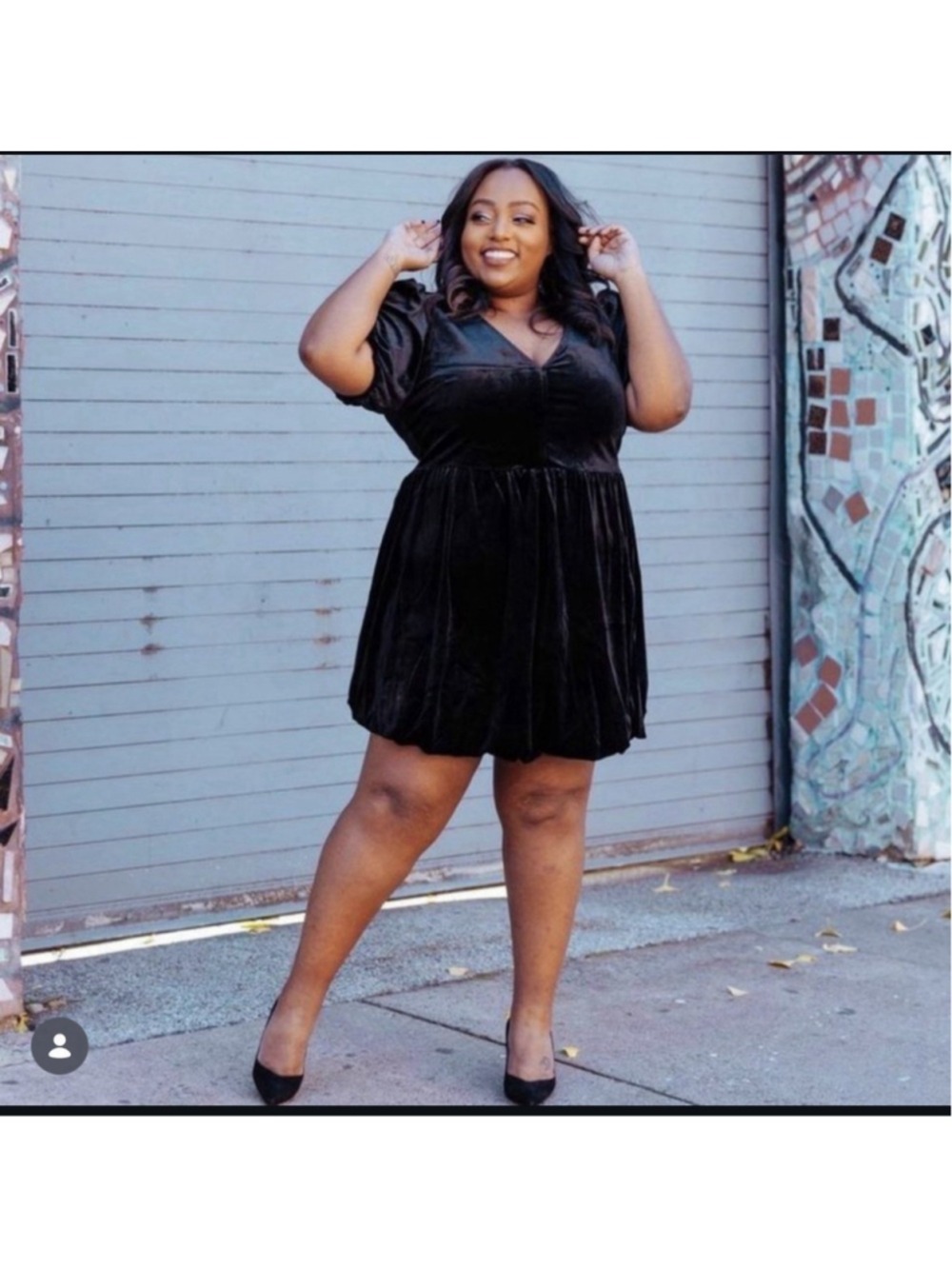 City Chic Stretch Crushed Velvet Black Ada Dress Bubble Skirt Plus Size 18